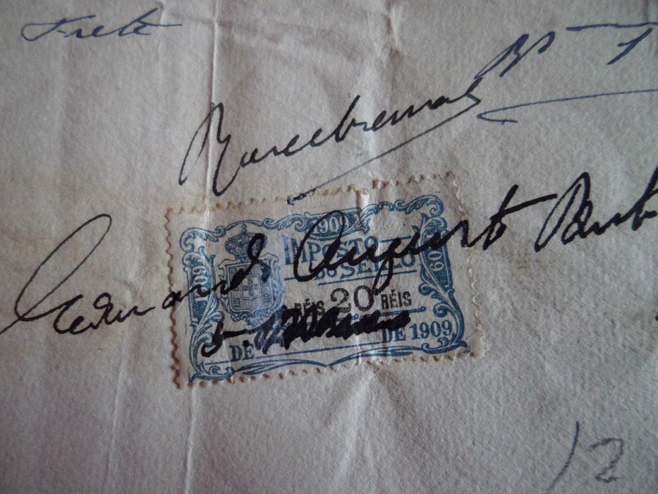 Documento  1909 :  Recibo Selado  20 Reis