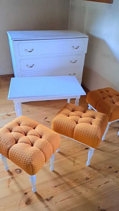 Komplet   sypialnia   , łóżko   komoda krzesła  kolor biały