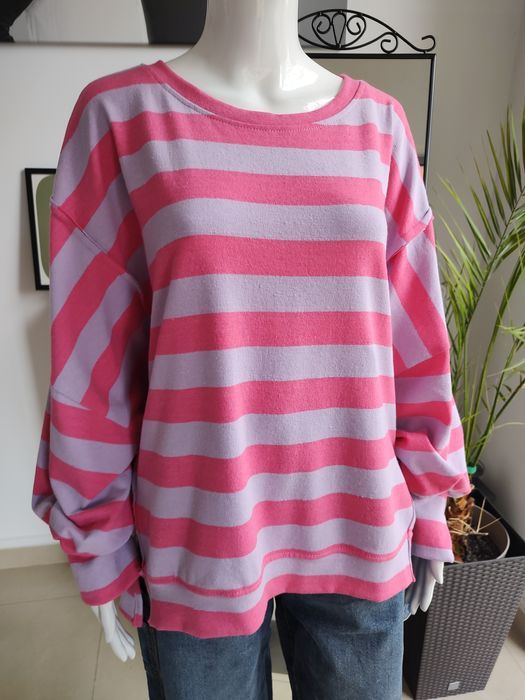 Bluza a'la ponczo w różowe paski - lila One size Azara