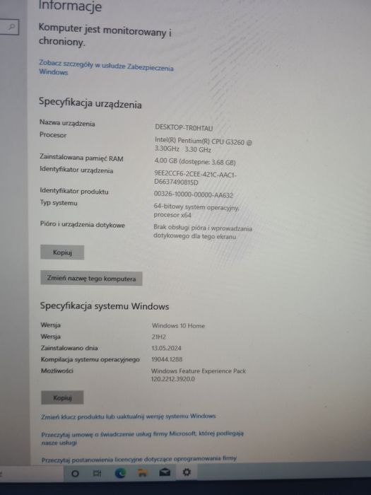 Komputer PC Win10 Pentium G3260 sprawny + mysz