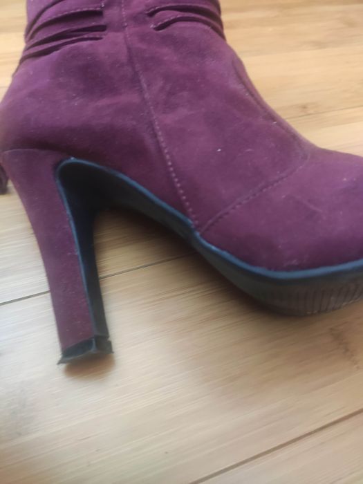 Kozaki 39 zamsz bordowe śliwka  Jenny fairy