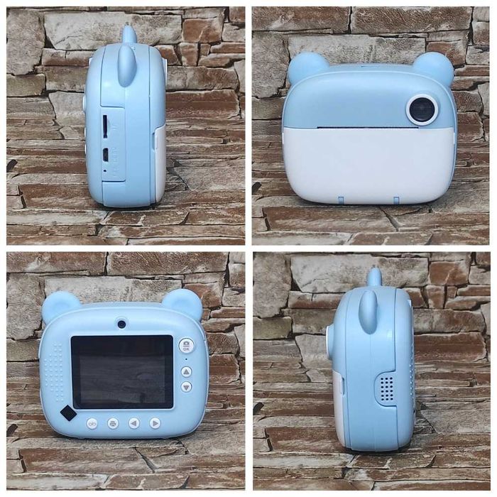 Дитячий фотоапарат Blue / Миттєвий друк / Яскравий дизайн / Набір фломастерів