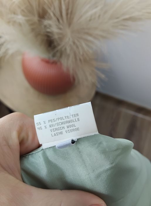 Wełniana marynarka pastelowa żakiet narzutka płaszczyk elegancki L 40