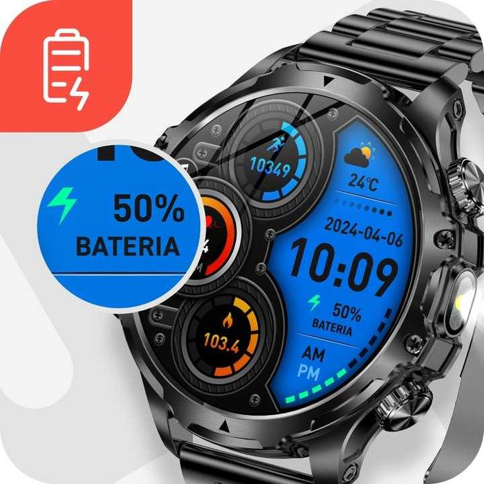 Zegarek SMARTWATCH Męski Rozmowy Duża Bateria 700 mAh WODOODPORNY