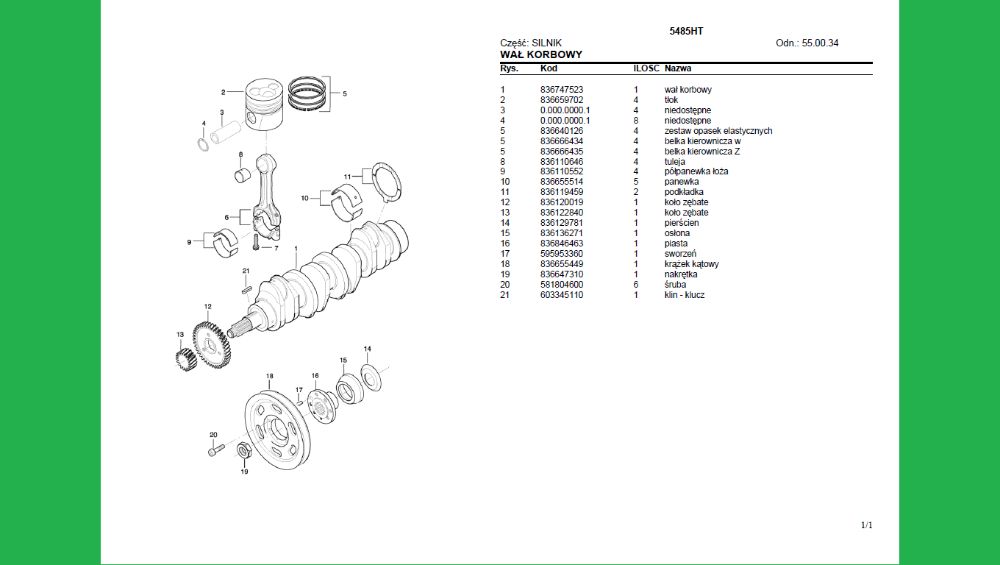 DEUTZ FAHR Kombajn 5485HT katalog części po POLSKU!
