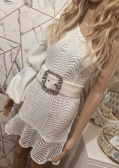 Asos piękna asymetryczna brylantowy pasek 40 L impreza wesele komunia wiosna lato