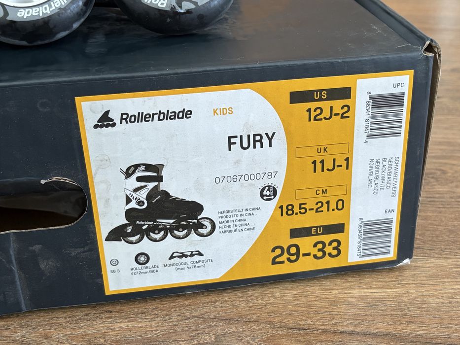 Rolki 29-33 Rollerblade bialo cArne FURY