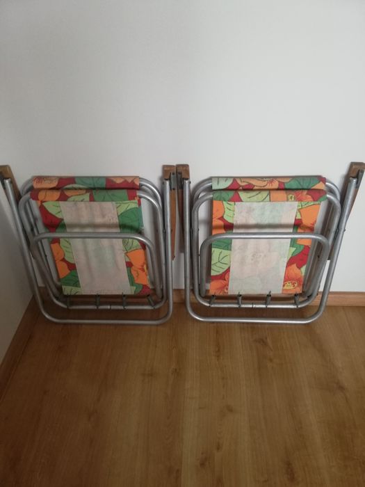 Dwa krzesła składane aluminiowe PRL