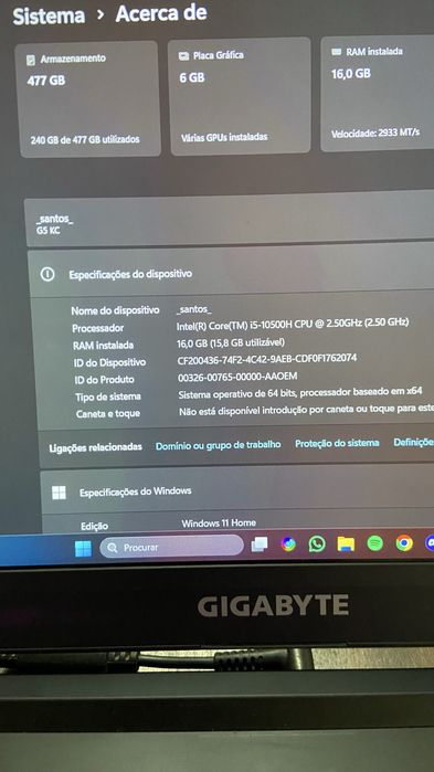 Portatil Gaming Gigabyte G5 (Negociável)