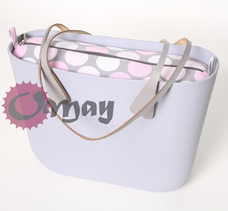 Szary organizer do OBAG STANDARD grochy róż pudrowy 2 kieszenie OMAY