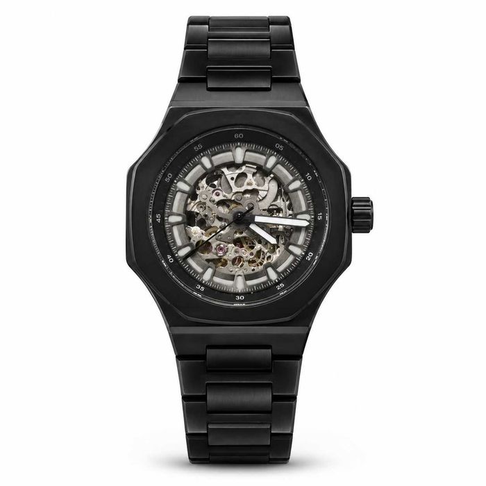 Zegarek Arkai Automatic Skeleton — czarna bransoleta, mechaniczny