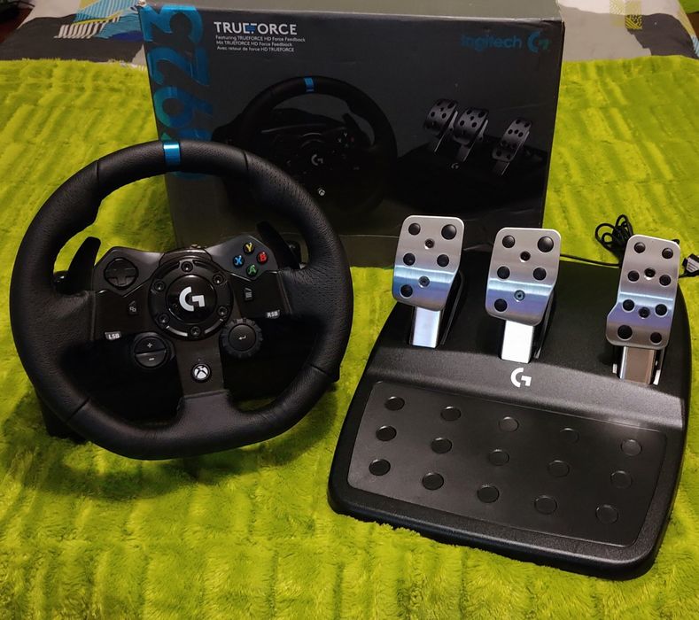 Logitech G923 XBOX  jogo simulação volante pedais playseat simracing