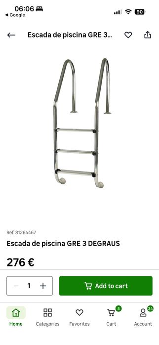 Escadas para piscina em aço inoxidavel