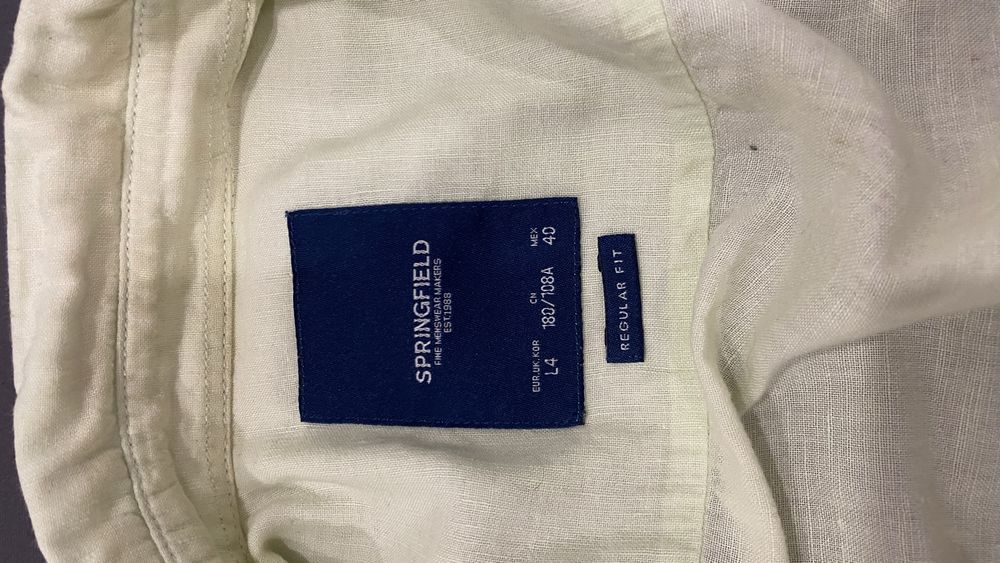 Camisa Springfield em Linho e Algodão Verde Claro – Tamanho L