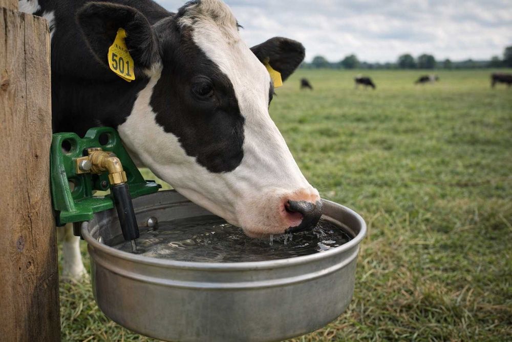 Poidło miskowe z zaworem rurowym 5 l dla bydła, koni, krów, nierdzewne