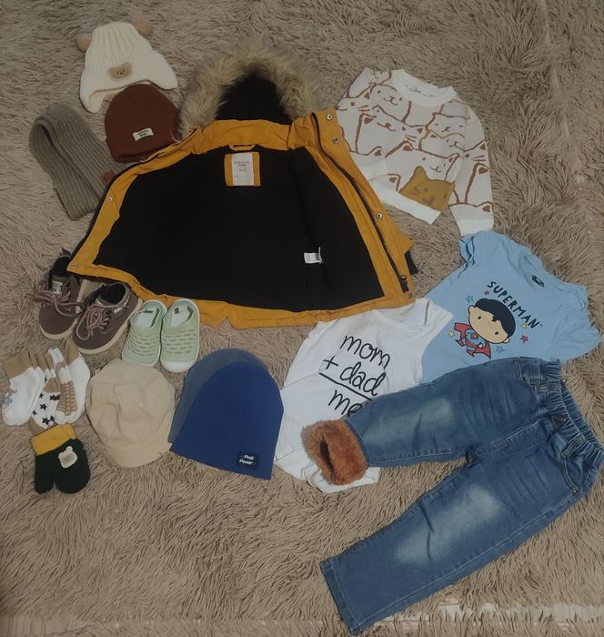 Zestaw ubranek dziecięcych , dla chłopca 74-92 rozmiar, buty 21 rozmia
