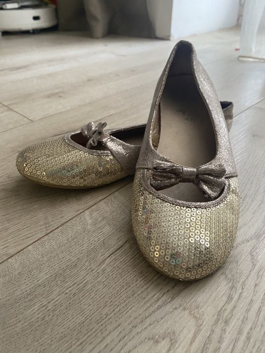 Балетки с паетками, текстиль 20 см стелька, состояние новых