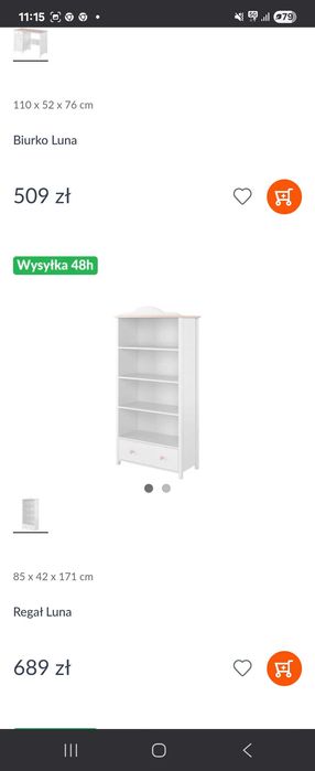 Zestaw mebli do pokoju dziewczynki 6 eleementow