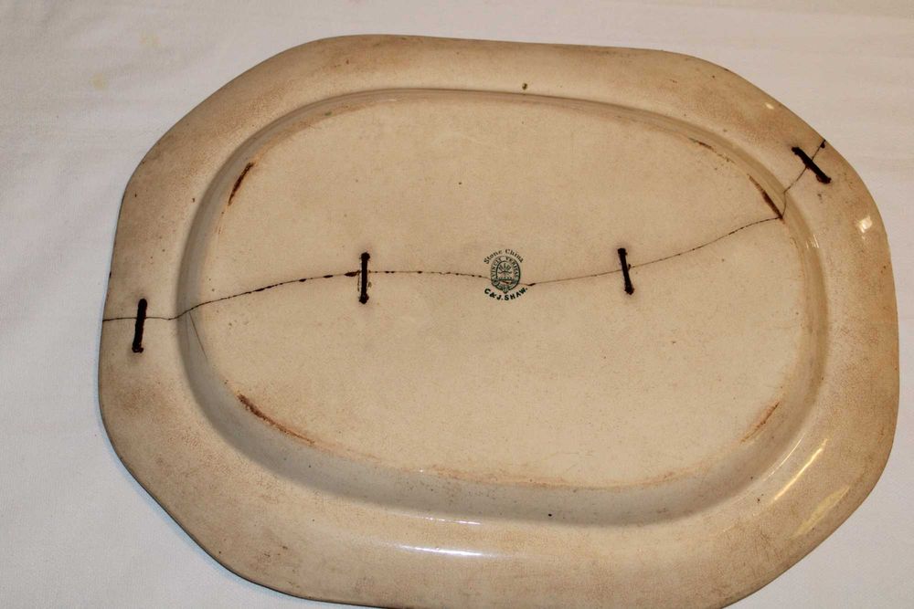 Travessa Faiança Inglesa, carimbo "Stone China  - C J SHAM",  sec XlX