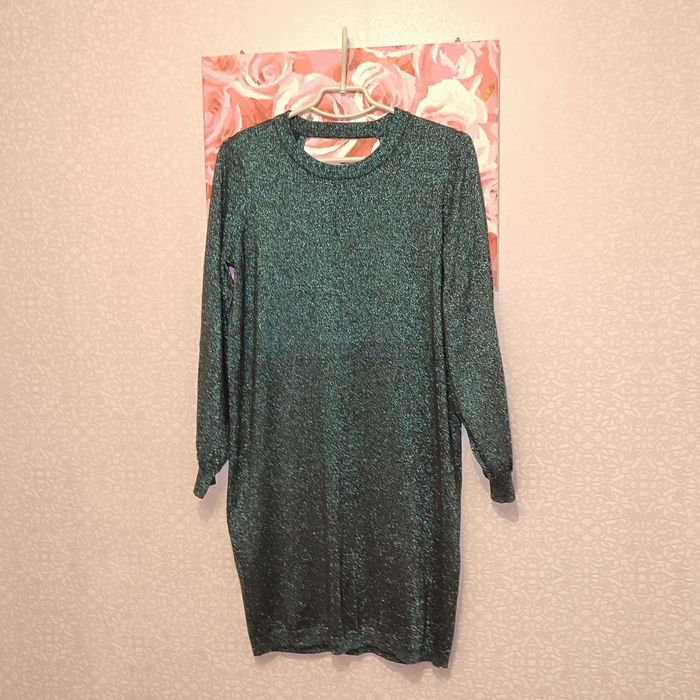 Сукня трикотажна люрексова смарагдового кольору