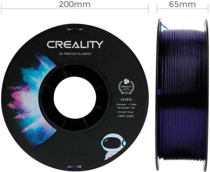 PETG пластик Creality для 3D принтера 1.75 мм 1 кг Прозорий синій
