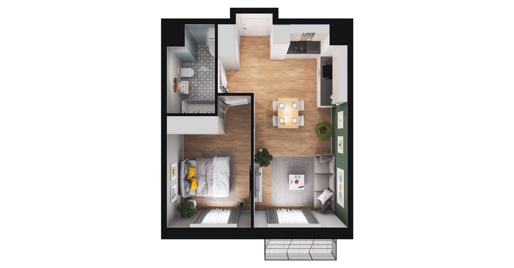 2-pokojowe mieszkanie 40m2 + balkon