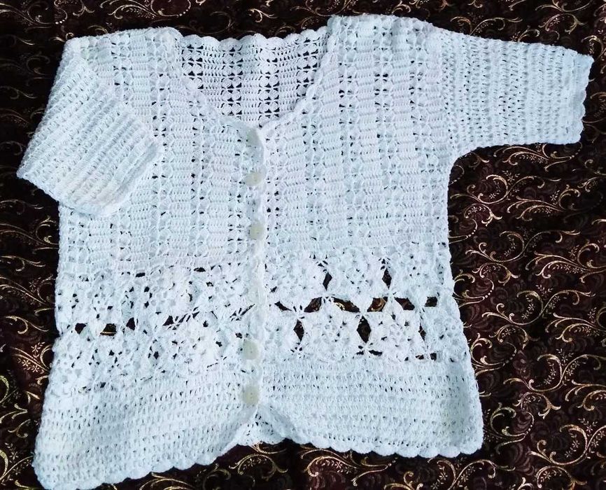 Ażurowa bluzeczka bolerko z krótkim rękawem L/XL