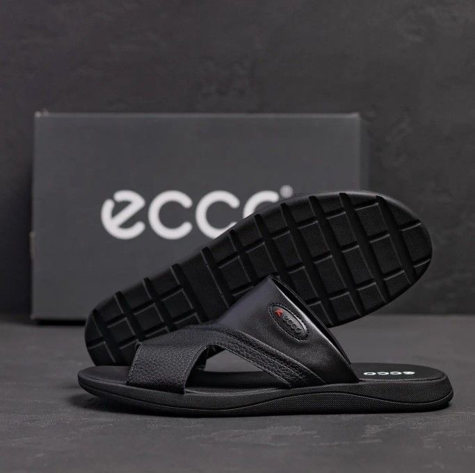 Кожаные мужские шлепанцы Ecco, летние шлепки натуральная кожа