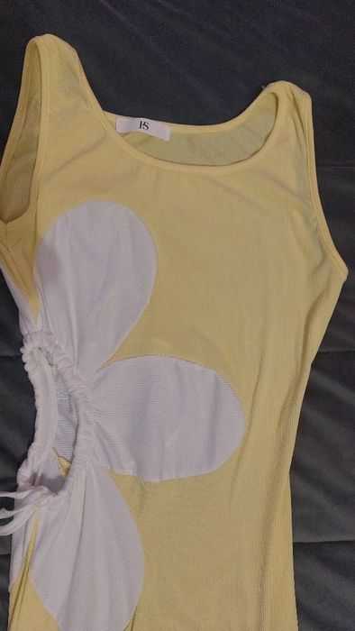 Vestido amarelo e branco S