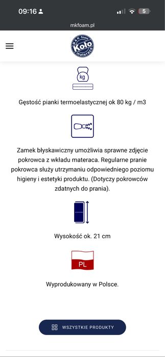 Materac z pianki memory firmy Koło 180/200 Medivlx Silwer Lux