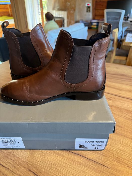 Botki sztyblety - skóra naturalna - 41 Venezia- OKAZJA