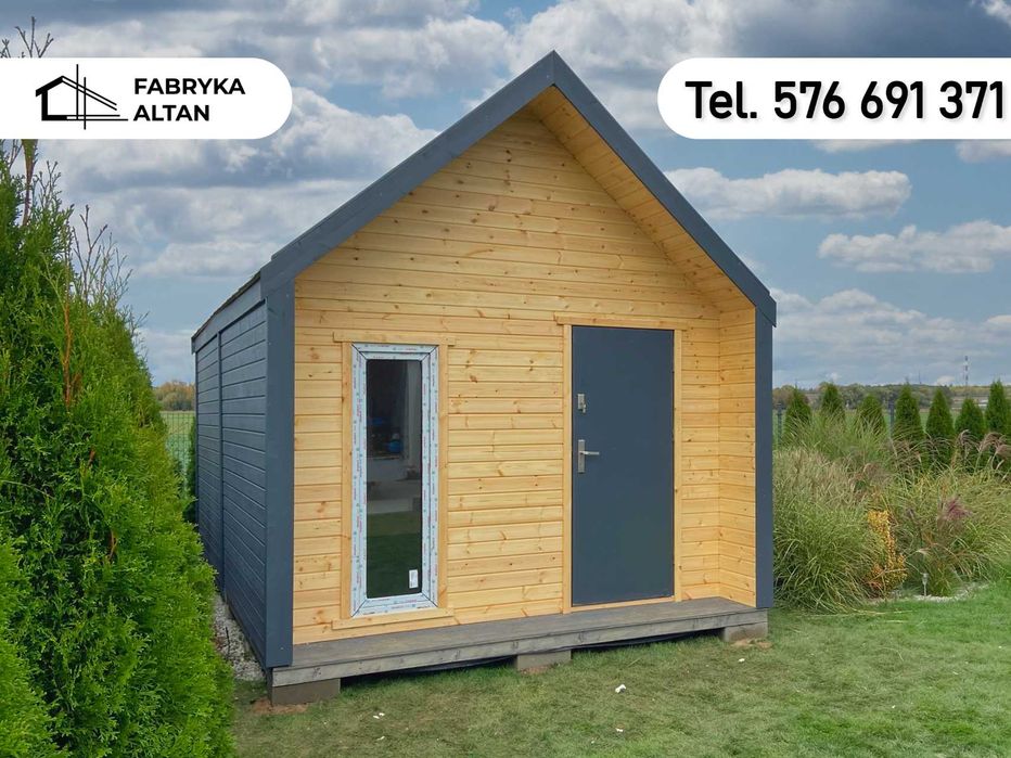 Nowoczesny domek stodoła, drewniany, 3.5x5 Fabryka Altan