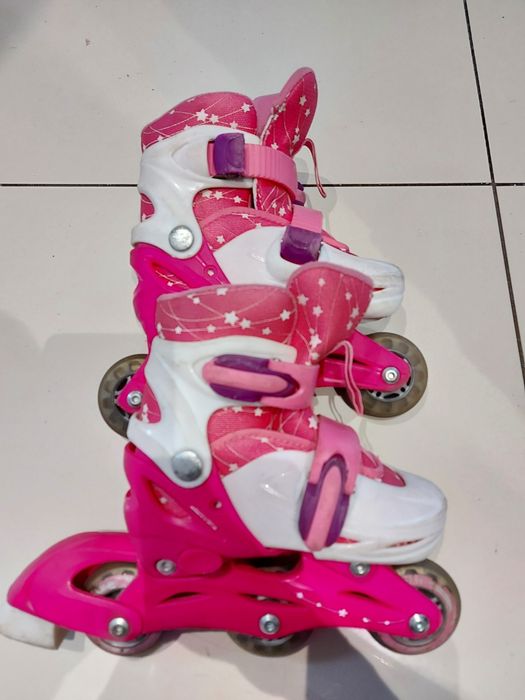 Rolki dziecięce  biało różowe