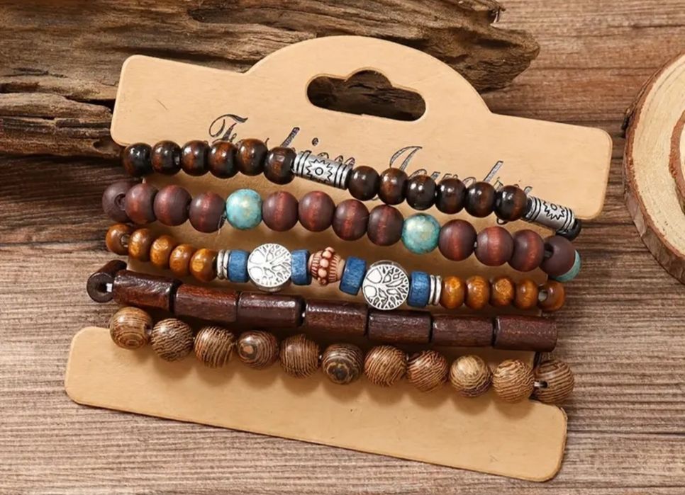 Bransoletka boho drewniana 5sztuk