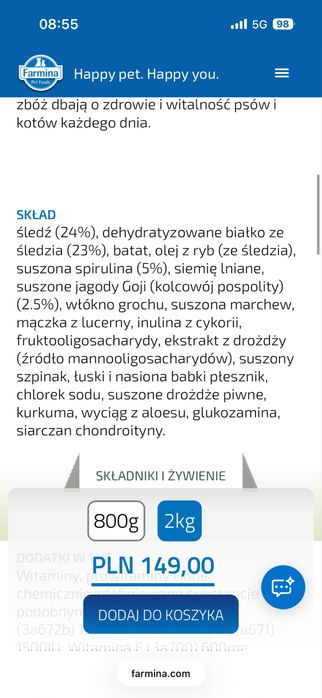 Nowa Karma Farmina  Śledź, spirulina i jagody Goji. WROCŁAW