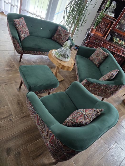Wypoczynek 2x sofa, fotel  i pufa