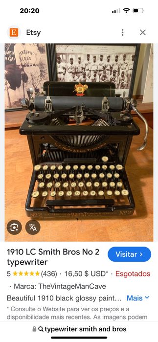Maquina escrever smith bros ano 1904