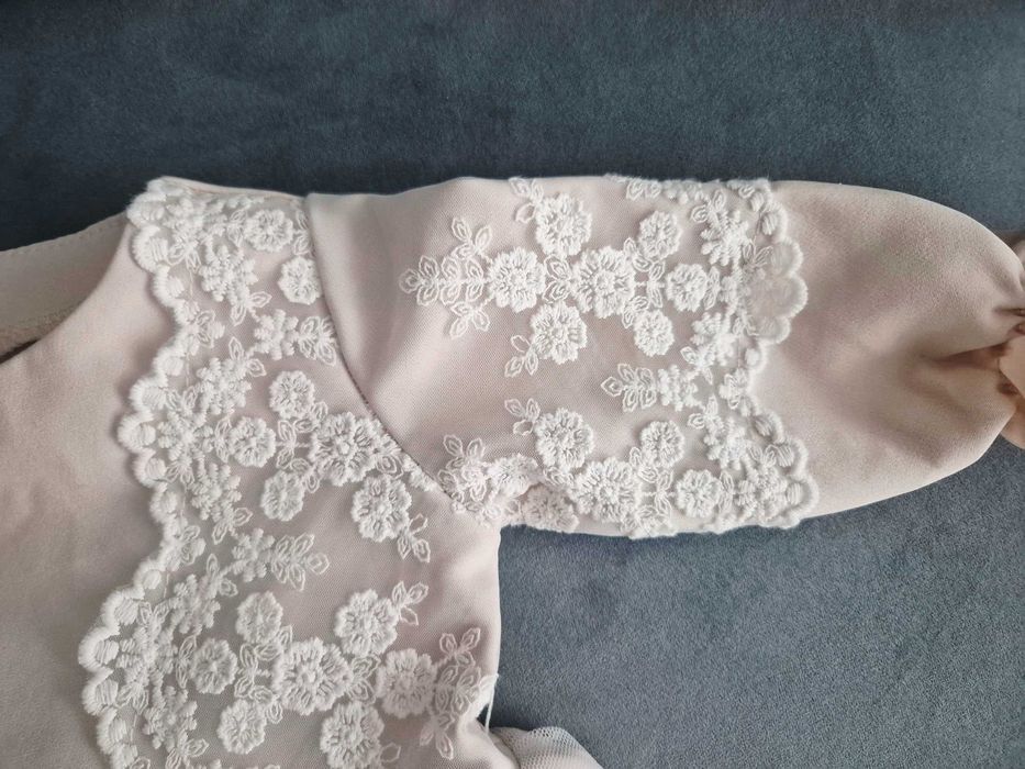 Sukienka do Chrztu Casandra beż i ecru z koronką