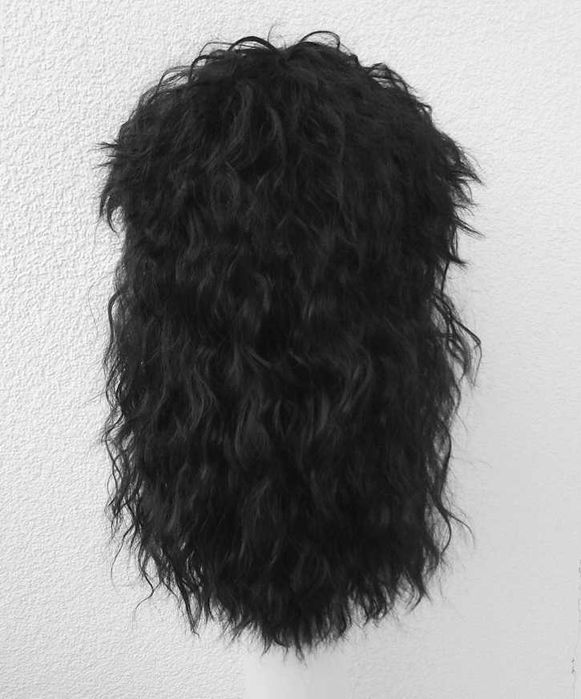 Rockman Gwiazda rocka lata 80 falowana czarna peruka wig cosplay