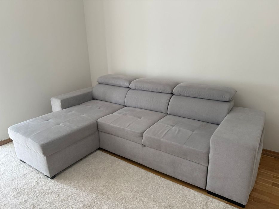 Sofá chaise cinza retrátil