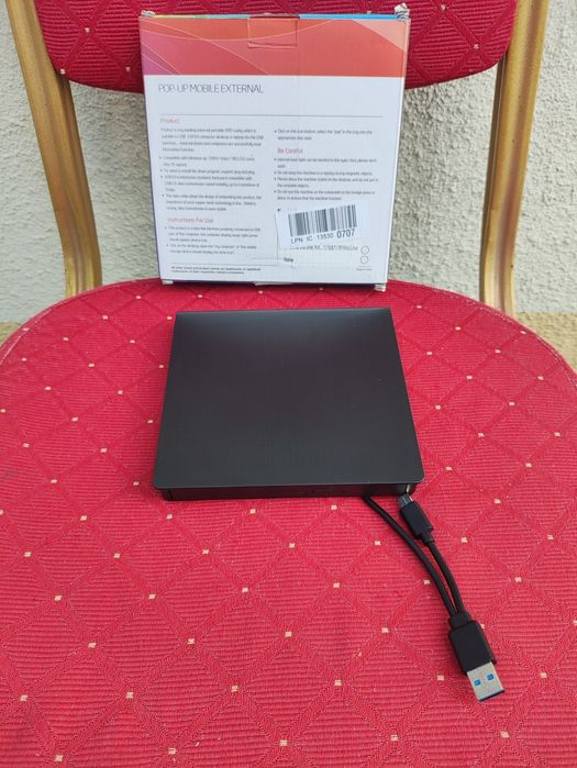 Nagrywarka DVD CD zewnętrzna przenośna napęd optyczny USB kieszeń czarna  do komputera PC Laptopa