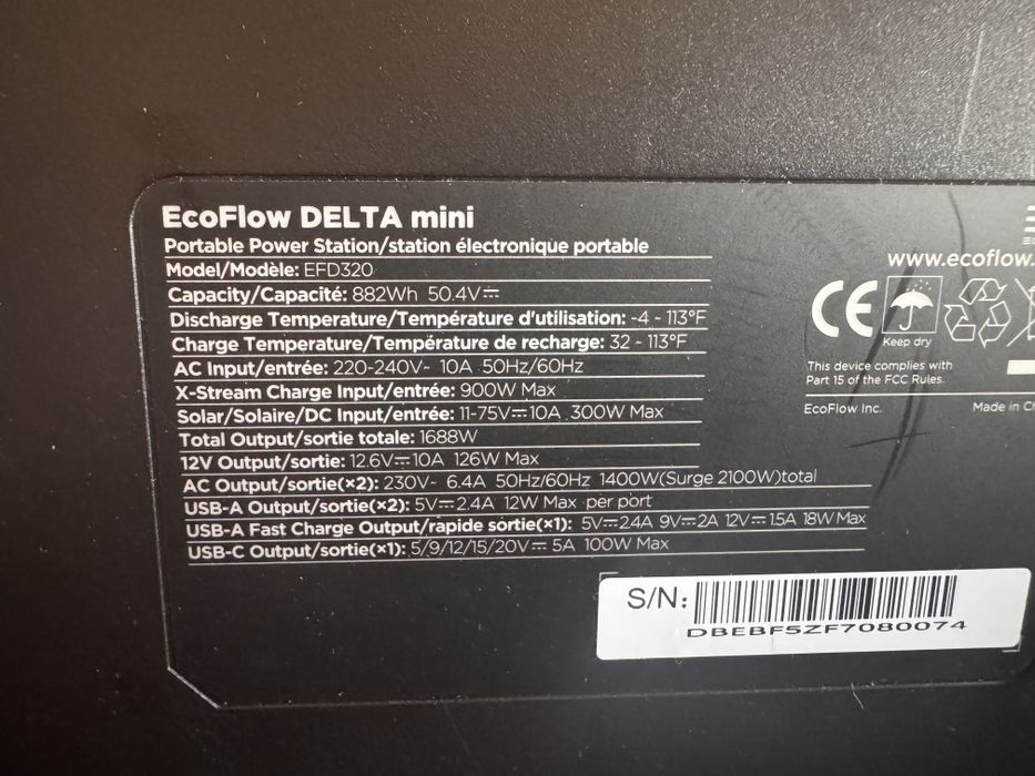 Ecoflow delta mini 882 вт/год, до 1400 вт зарядна станція