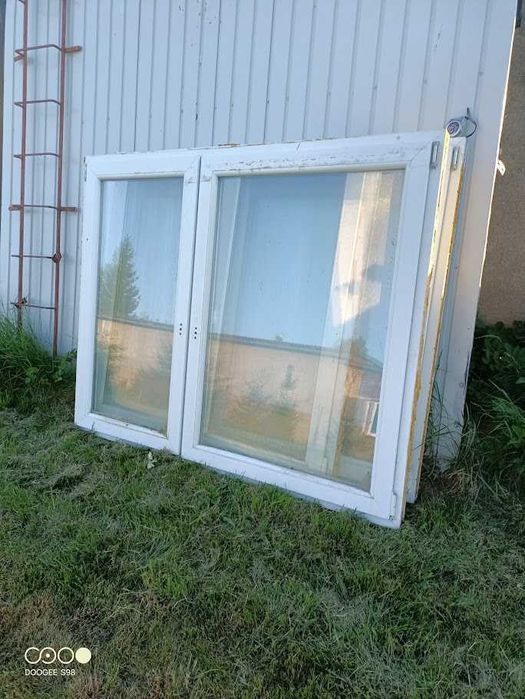 Okna używane różne wymiary białe 5 sztuk