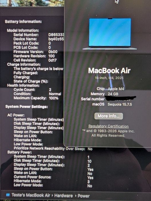 MacBook Air 15,3" M4 24GB 512GB - 2 ciclos - Meia noite - Com garantia