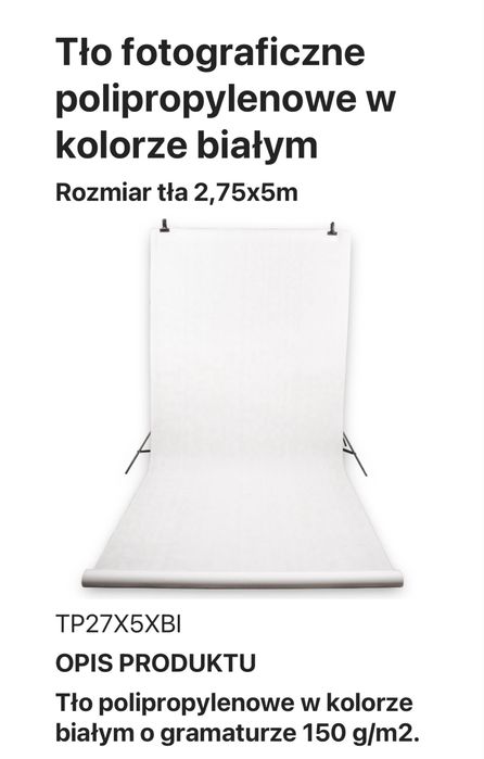 Tło fotograficzne białe 2,75 x 5m