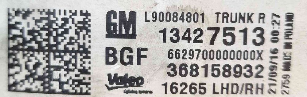 Farolim da Mala Direito 13427513 - OPEL ASTRA K Sports Tourer
