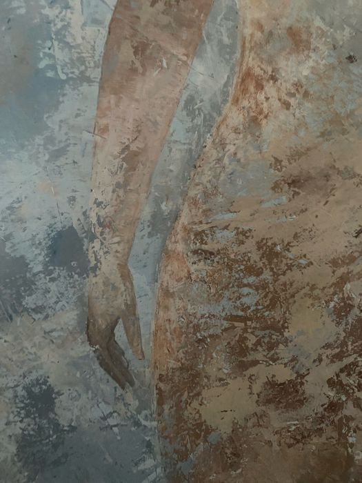 Quadro nu de mulher, pintado á mão em tela