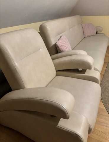 Kanapa skórzana fotele i sofa