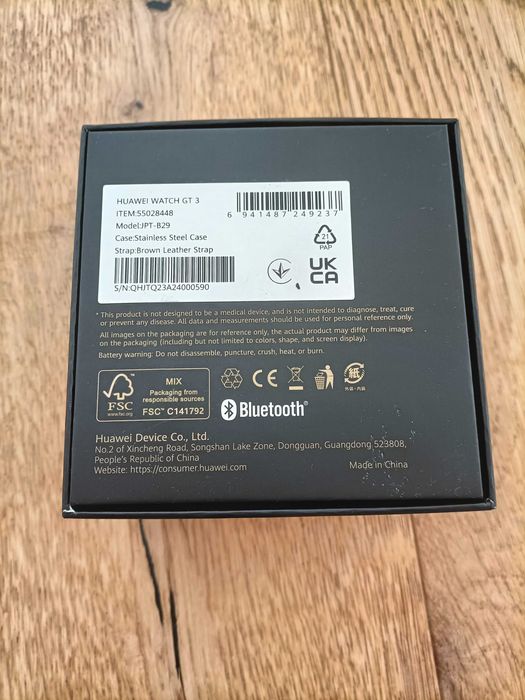 Huawei Watch GT 3 Classic 46mm - Bracelete Pele Castanha + Caixa