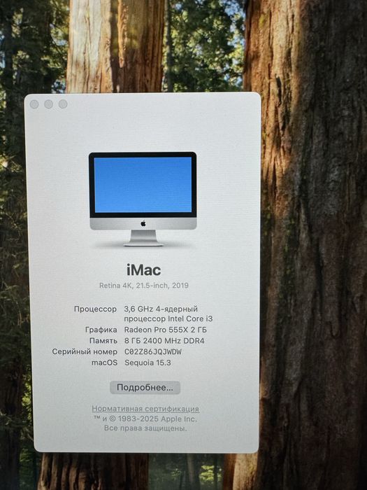 iMac 21.5, 2019, 4 ядра i3, 8ГБ, 250 SSD